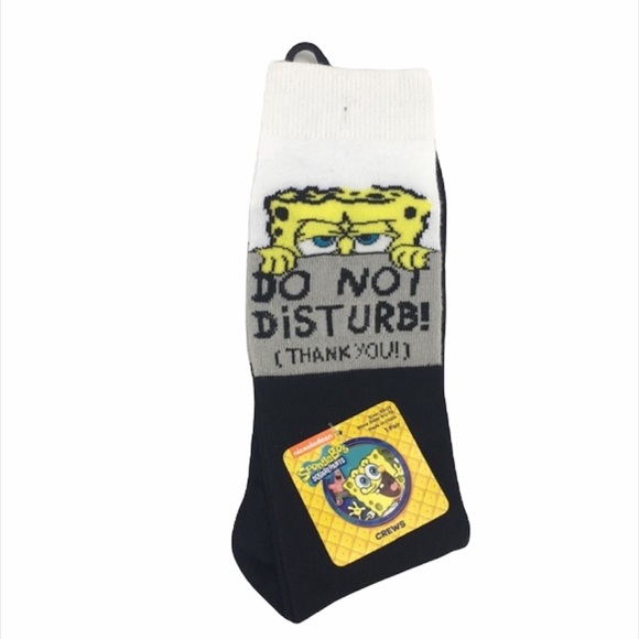 Nickelodeon SpongeBob Square Pants Do Not Disturb (Thank You) Socks, White - Picture 5 of 5
